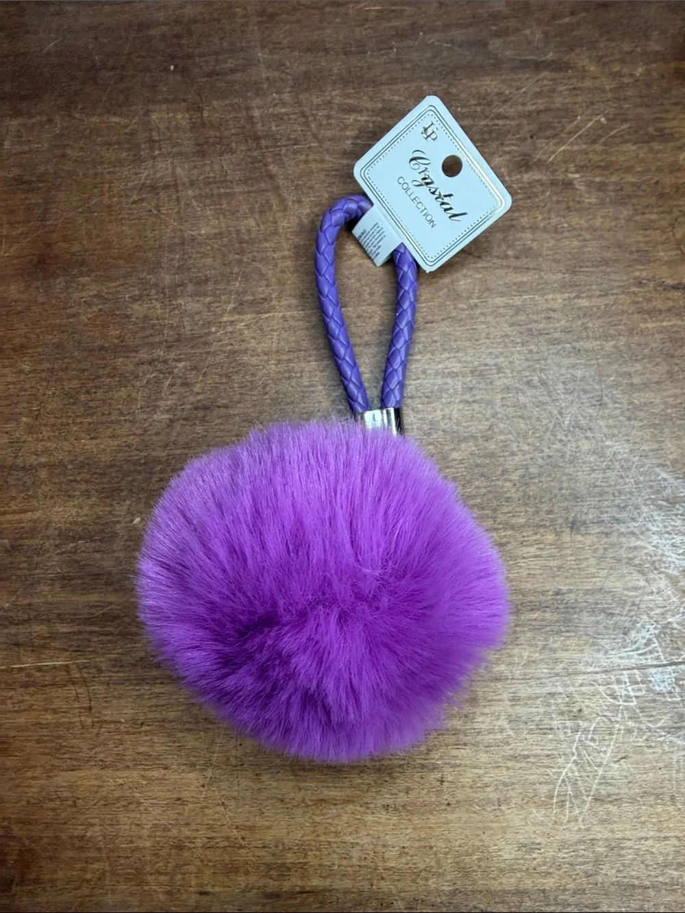 Pom Pom Bag Charm Keychain- pink blue red purple black white red coral gray